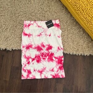 NWT Charlotte Russe Boho vacation wear pink tie-dye bodycon skirt Size M